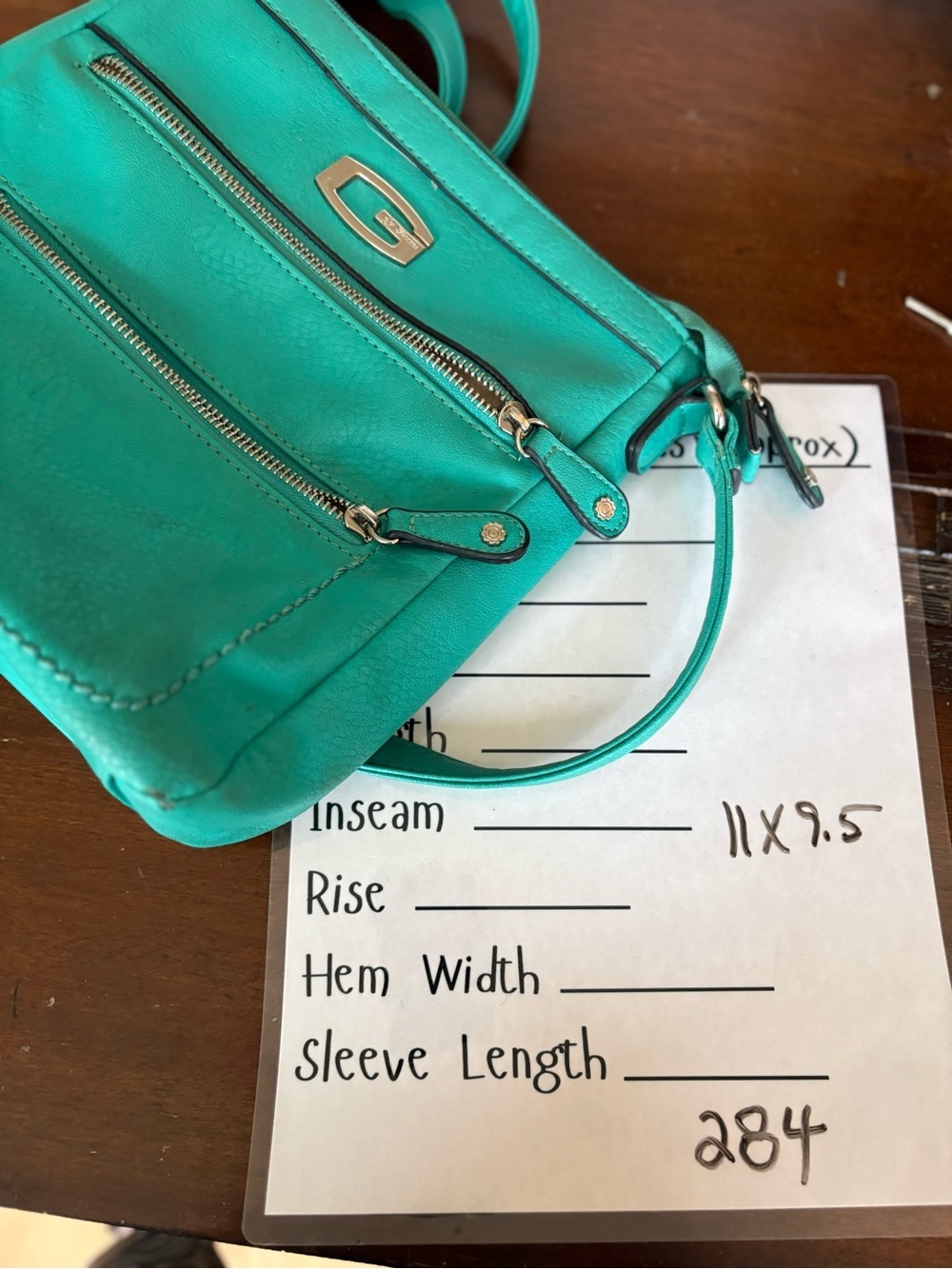 Gussaci Turquoise Crossbody Bag purse Zip Pockets Adjustable strap - Picture 13 of 13